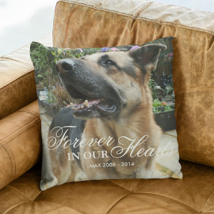 Pet Photo Memorial Gift Forever in our Hearts Cushion
