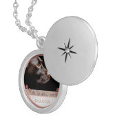 Pet Photo Memorial Keepsake Paw Prints Rose Gold Locket Necklace (Front Right)