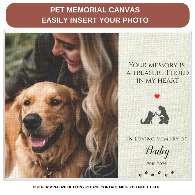 Pet Photo Memorial  Pet Loss Quote Personalised Canvas Print (Creator Uploaded)