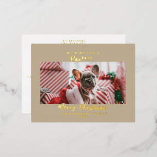 Pet Photo Merry Christmas  Foil Holiday Postcard