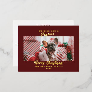 Pet Photo Merry Christmas  Foil Holiday Postcard