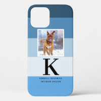 Pet Photo Modern Monogram | Blue Colorbox Stripes