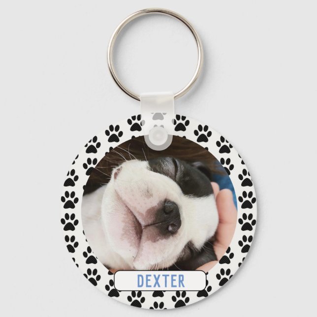 Pet Photo Modern Pawprint  Key Ring (Front)