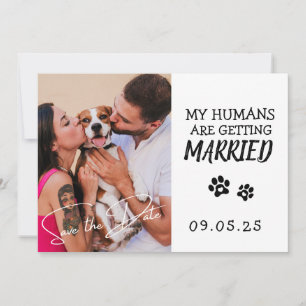 Pet Photo Modern Simple Black and White Wedding Invitation