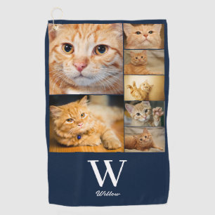 Pet Photo Monogram Name Golf Towel