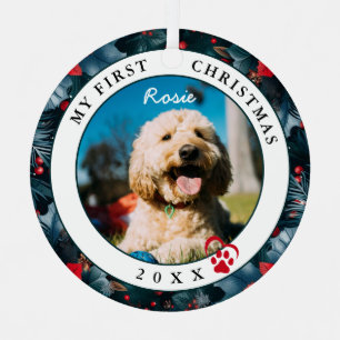 Pet Photo My First Christmas Dog Metal Tree Decoration