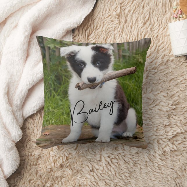 Pet Photo Name Throw Pillow (Blanket)