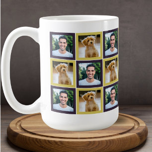Pet Photo Patchwork Squares Pattern Mum Dad   Coffee Mug