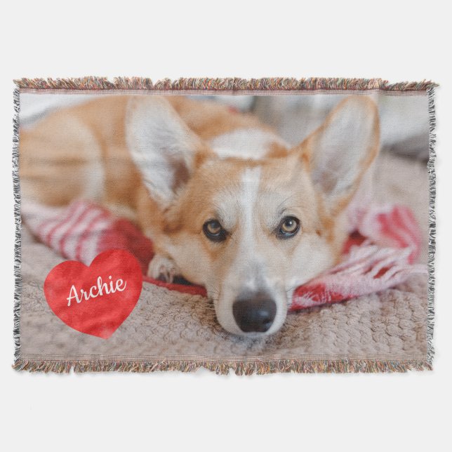 Pet Photo Personalised Dog Lover Memorial Throw Blanket (Front)