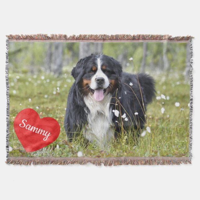 Pet Photo Personalised Dog Lover Memorial Throw Blanket (Front)