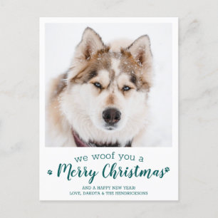 Pet Photo Personalised Dog Lover Merry Christmas  Holiday Postcard