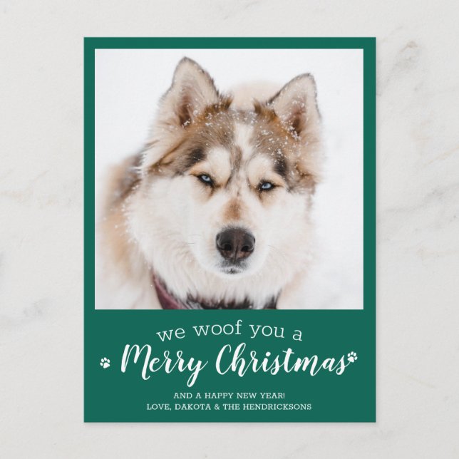 Pet Photo Personalised Dog Lover Merry Christmas   Postcard (Front)