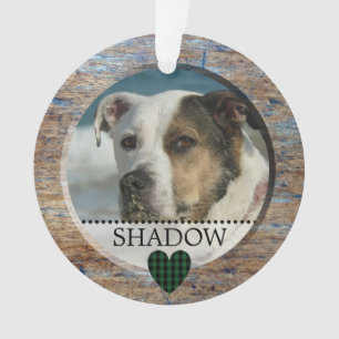 Pet Photo Personalised Name Heart Rustic Christmas Ornament