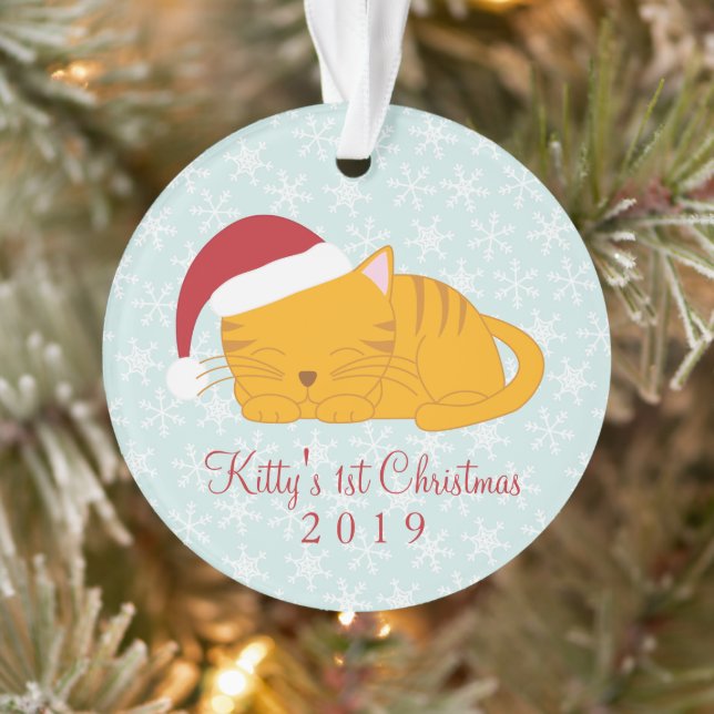 Pet Photo - Personalised Orange Tabby Cat Ornament (Tree)