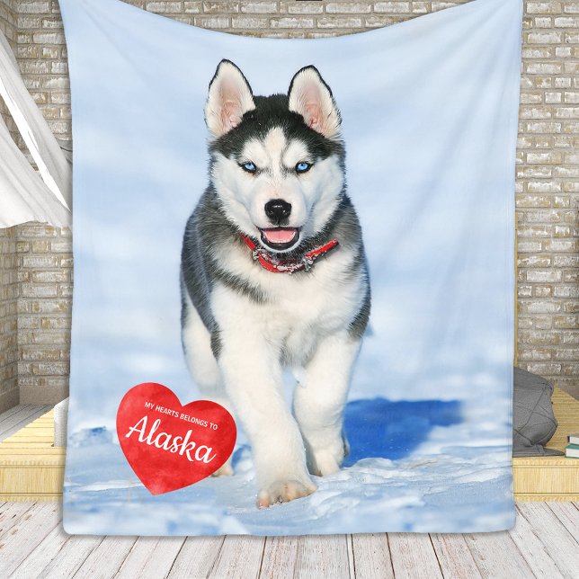Pet Photo Personalised Simple Chic Dog Lover  Fleece Blanket (Creator Uploaded)