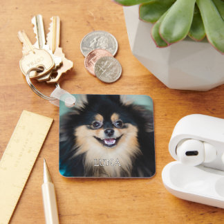 Pet Photo Personalized with Name Dog Lover Key Ring