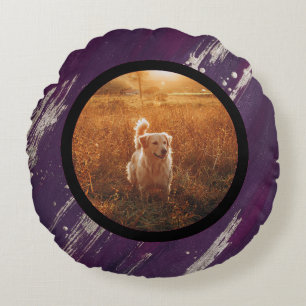 pet photo - purple gold round cushion