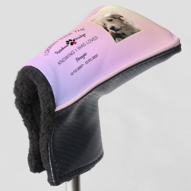  Pet Photo Rainbow Bridge Quote Memorial Golf Head Cover (3/4 Front)