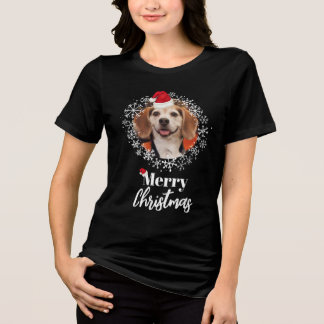 Pet Photo Red Santa Hat Dark Best Fit Christmas Tri-Blend Shirt
