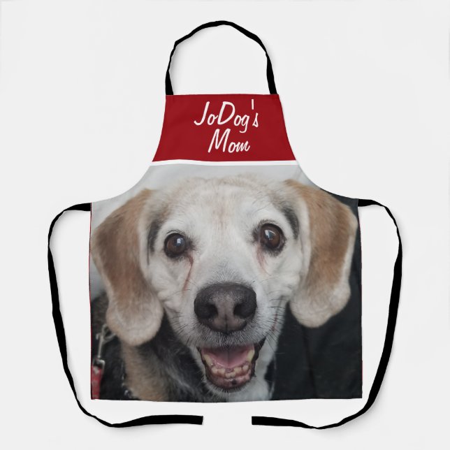 Pet Photo Red White Dog Mum  Apron (Front)