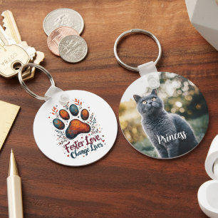 Pet photo rescue cat key ring
