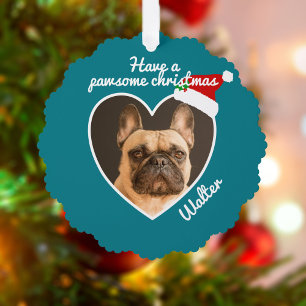 Pet Photo Santa Hat Happy Howlidays Cute Christmas Tree Decoration Card