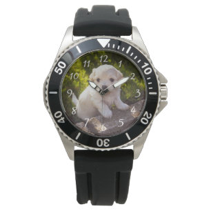 Pet Photo Stainless Steel Black Rubber Strap Watch