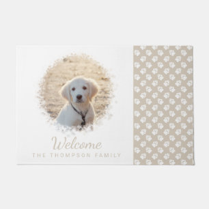 Pet Photo Template In Beige And White With Paws Doormat