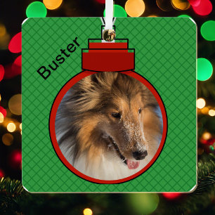 Pet Photo Template w Name Christmas Lightweight Me Metal Tree Decoration
