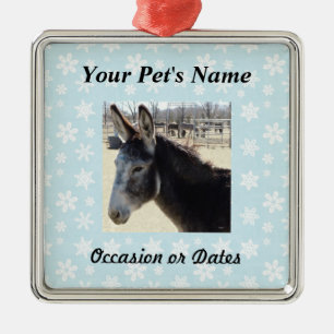 Pet Photo with Blue Snow Background Metal Tree Decoration