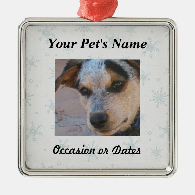 Pet Photo with Winter Snow Background Metal Tree Decoration (Front)