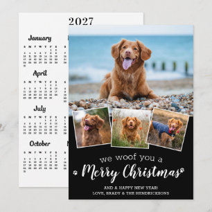 Pet Photo Woof Merry Christmas Dog 2027 Calendar Holiday Card