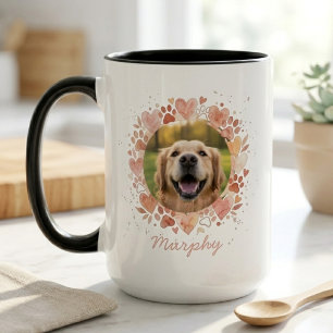 Pet Photo Wreath – Watercolor Heart Dog Lover Gift Mug