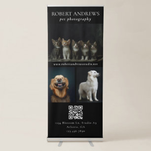 Pet Photography Black QR Code Photo Template Retractable Banner