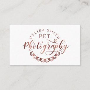 Pet photography in shape of a circle rose gold  business card