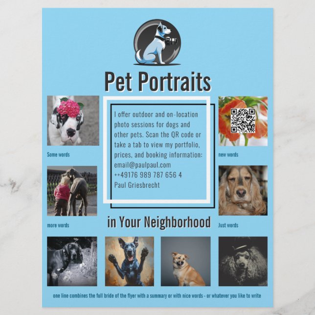 Pet Photography Session Flyer With QR Code & Tear‑ (Front)