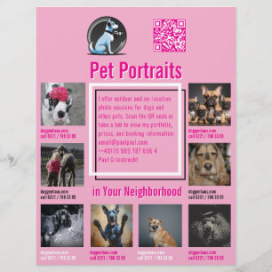 Pet Photography Session Flyer With QR Code & Tear‑