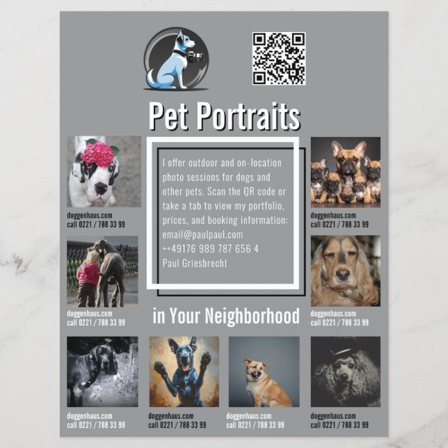 Pet Photography Session Flyer With QR Code & Tear‑ (Front)