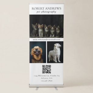 Pet Photography White QR Code Photo Template Retractable Banner