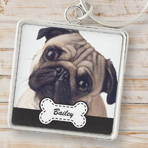 Pet Photos on Cute Dog Bone Add Name Key Ring