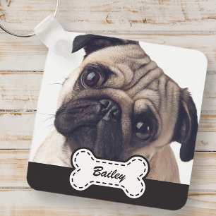 Pet Photos on Cute Dog Bone Add Name Key Ring