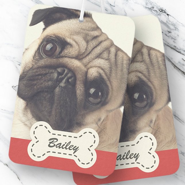 Pet Photos on Dog Bone Name Plate Car Air Freshener (Creator Uploaded)