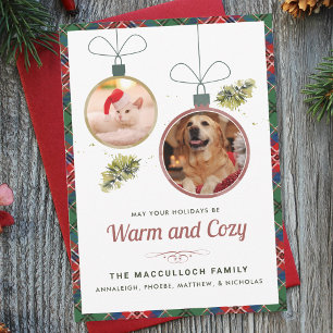 Pet Photos Plaid Tartan Christmas Holiday Card