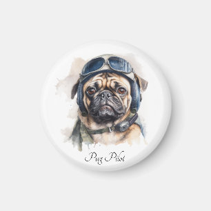 Pet Pilot Pug customisable Magnet