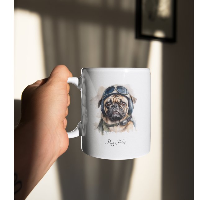 Pet Pilot Pug customisable Two-Tone Coffee Mug (Creator Uploaded)