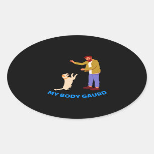 " Pet Playful Bond " Oval Sticker