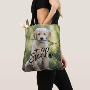 Pet Portrait Canvas Tote Bag, Dog Mum Tote Bag