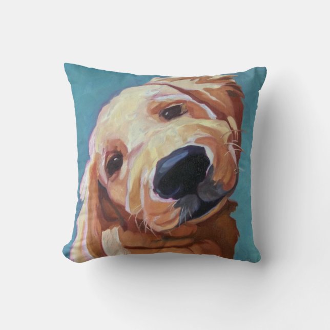 Pet Portrait Golden Retriever Pillow (Front)