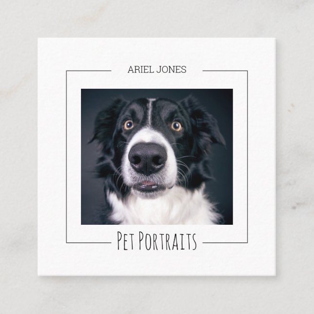 Pet Portrait Photographer Square Business Card (Front)