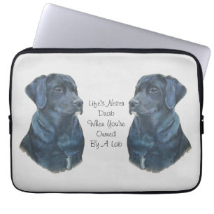 pet portrait picture of black labrador dog  laptop sleeve
